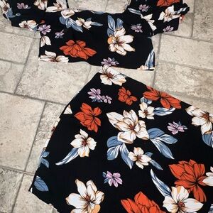 Floral Two-Piece Set with Black Base